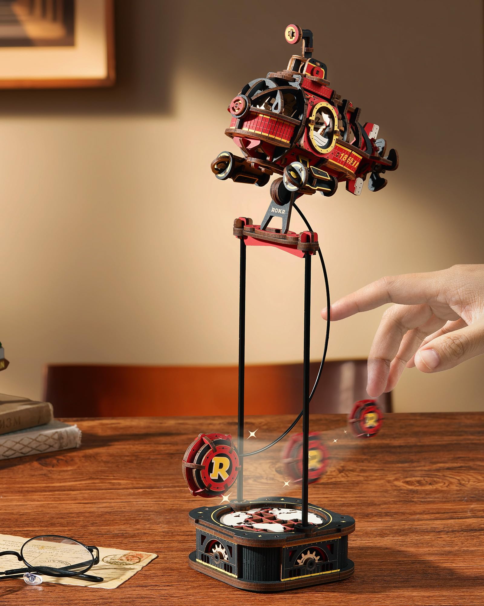 ROKR Deep Sea Explorer Balance Toy MCD04 3D Puzzle Gravity Swing Series Wooden Submarine Model Kit for Adults Teens DIY Mechanical Craft Gift for Men Women Home Office Decor