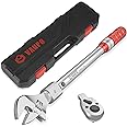 VANPO Adjustable Torque Wrench, 5-45 Ft.lb/7-61 Nm, 38MM Open End Torque Wrench, 3/8 Inch Drive Torque Wrench with Interchangeable Jaw & Ratchet Head for HVAC, Car, Moto, Narrow Pipeline