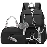 Spotted Tiger School Backpack for Girls Backpack with Lunch Box Aesthetic Backpacks for Teen Girl Backpacks School Bag Bookbag (Black)