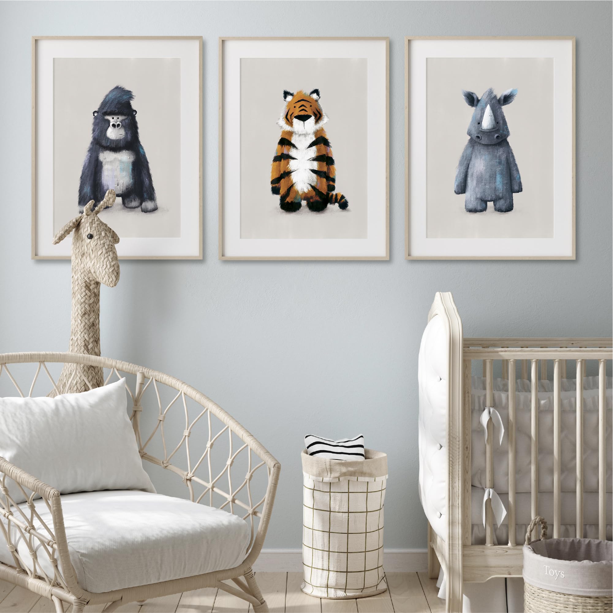 Tigercub Prints Jungle Safari Animal Nursery Prints | A3 Set of 3 | Printed on 250gsm Professional Quality Paper | Designed and Printed in UK | Nursery Decor | Baby and Kids Wall Art