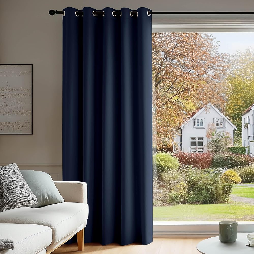 Deconovo Thermal Door Curtain Navy Blue 66 x 84 Inch Eyelet Blackout Panel