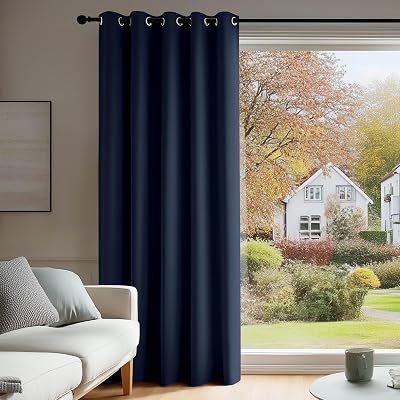 Deconovo Thermal Door Curtain Navy Blue 66 x 84 Inch Eyelet Blackout Panel