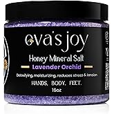 Eva's Joy Lavender Orchid Mineral Bath and Foot Soak, Made with Epsom Salt Crystals, Oil-Free, Exfoliating & Nourishing, Relaxing Lavender Scent, Cleanses & Hydrates Skin, 16 oz