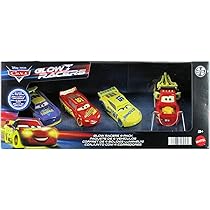 Mattel Disney Pixar Cars Glow Racers Vehicles 4-Pack, Set of