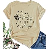 EUOW Dandelion Graphic Floral T-Shirt for Women Casual Summer Boho Tops Holiday Wildflowers Tee Shirts