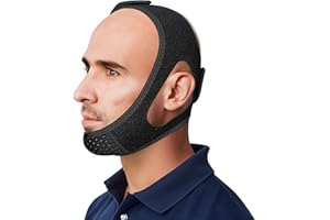 Chin Strap for CPAP Users | Comfortable Mouth Support to Encourage Closed Mouth Positioning Nasal Breathing for Men and Women Who Breathe Through The Mouth During Sleep by PIDOTI (Black, L-XL)