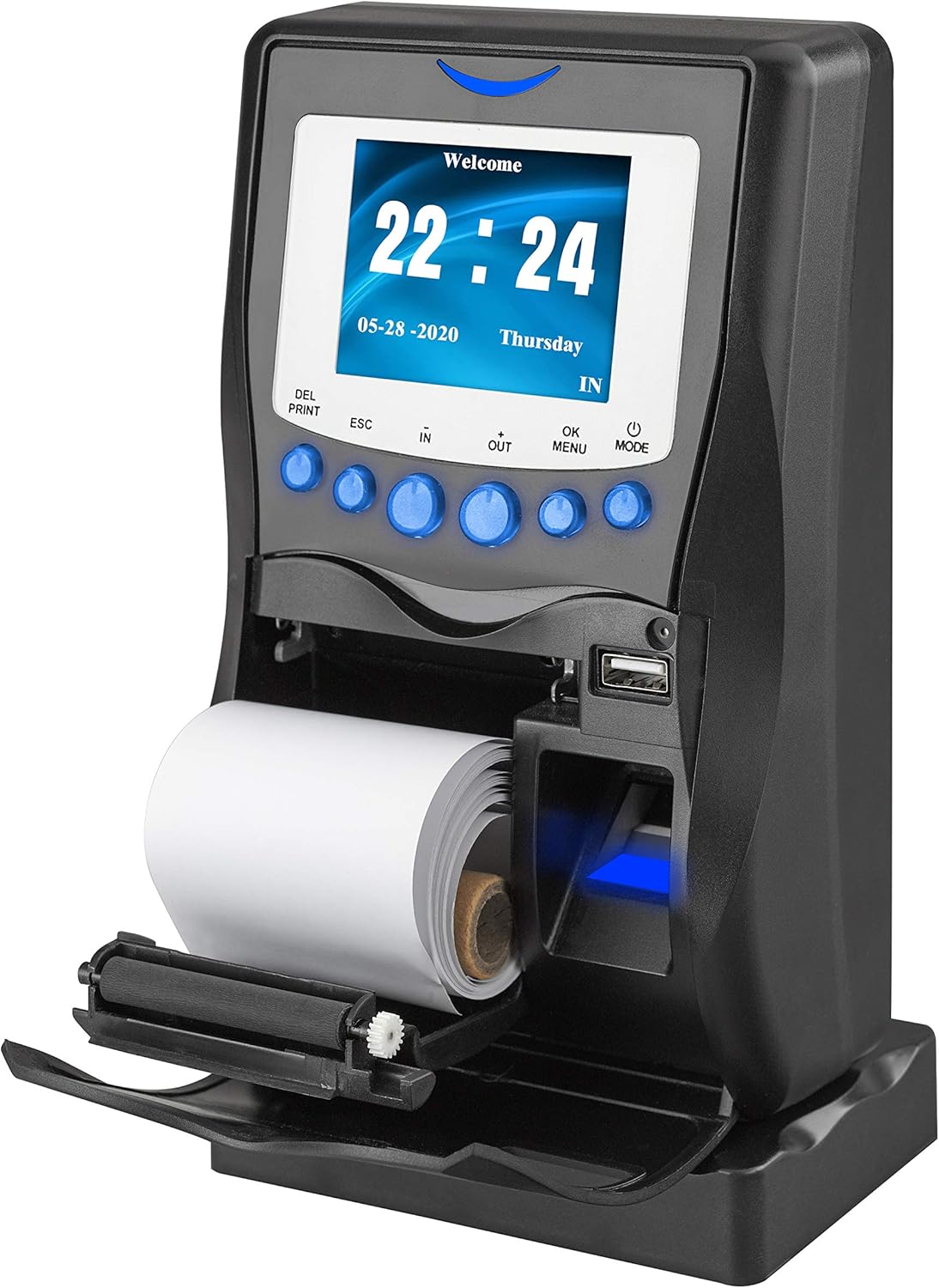 AT5000 Fingerprint & Badge Employee Time Clock with Printer, Battery, USB Drive and 5-Badges Included : Office Products