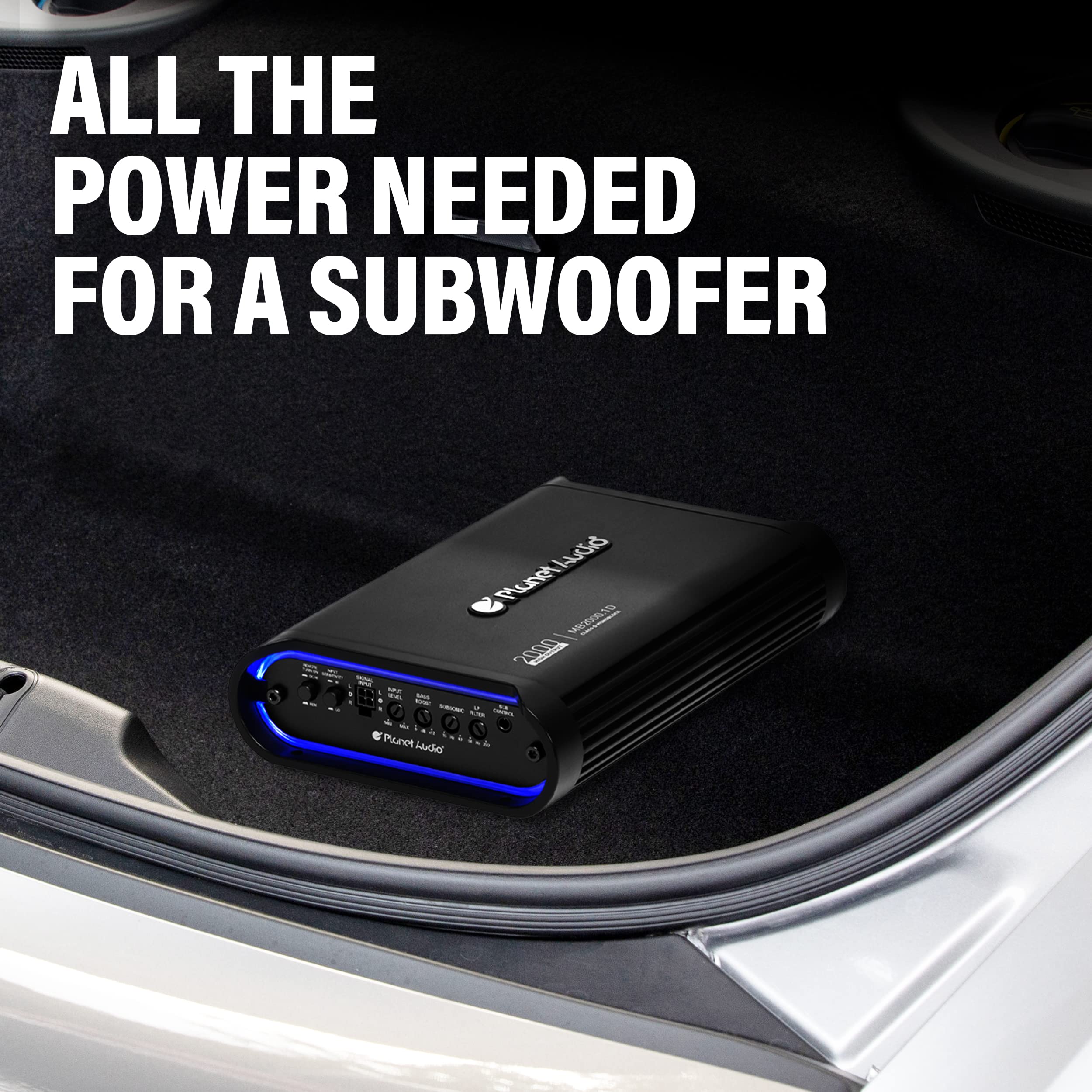 Planet Audio MB2000.1D Class D Car Amplifier - 2000 High Output, 1 Ohm Stable, Monoblock, Mosfet Power Supply, Great for Speakers and Subwoofers