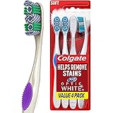Colgate 360 Optic White Whitening Toothbrush, Soft - 4 Count