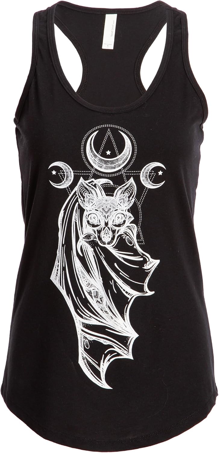 Pretty Attitude Womens Bat Design Black Gothic Tank Top Sleeveless T-Shirt