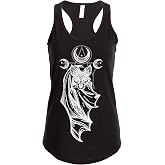 Pretty Attitude Women’s Black Goth Bat Tank Top - Gothic Punk Alternative Sleeveless Graphic Tee, Cotton Blend, S-XXL