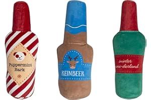 Pearhead Holiday Spirits Dog Toys, Christmas Drink Themed Pet Toys, Interactive Plush Dog Toys, Pet, Set of 3