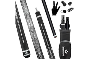 HomeSeason Fiberglass Pool Cue Stick 21oz Cue Sticks 58" Professional Low Deflection Billiard with Screw-in Extension and Lea