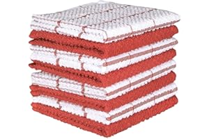 AMOUR INFINI Cotton Terry Kitchen Dish Cloths | Set of 8 | 12 x 12 Inches | Super Soft and Absorbent |100% Cotton Dish Rags |