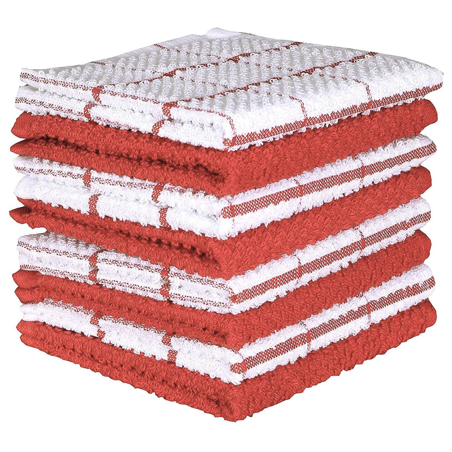 AMOUR INFINI Terry Kitchen Dish Cloth Set of 8, 30 x 30 Cm Super Soft & Absorbent Kitchen Cloth for Washing Up 100% Cotton Dish Cloth for Kitchen Perfect for Household and Commercial Uses | Rust — image 1