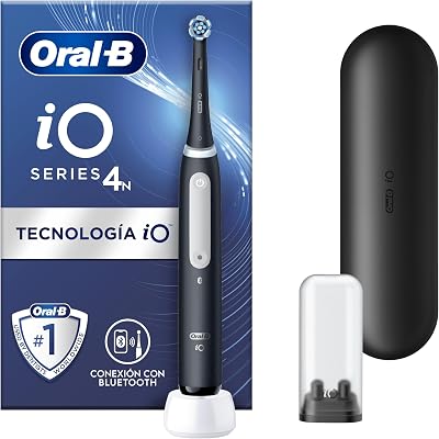 iO 4N Cepillo de Dientes Eléctrico con Mango Recargable, 1 Cabezal y Estuche de Viaje, Diseñado por Braun - Negro