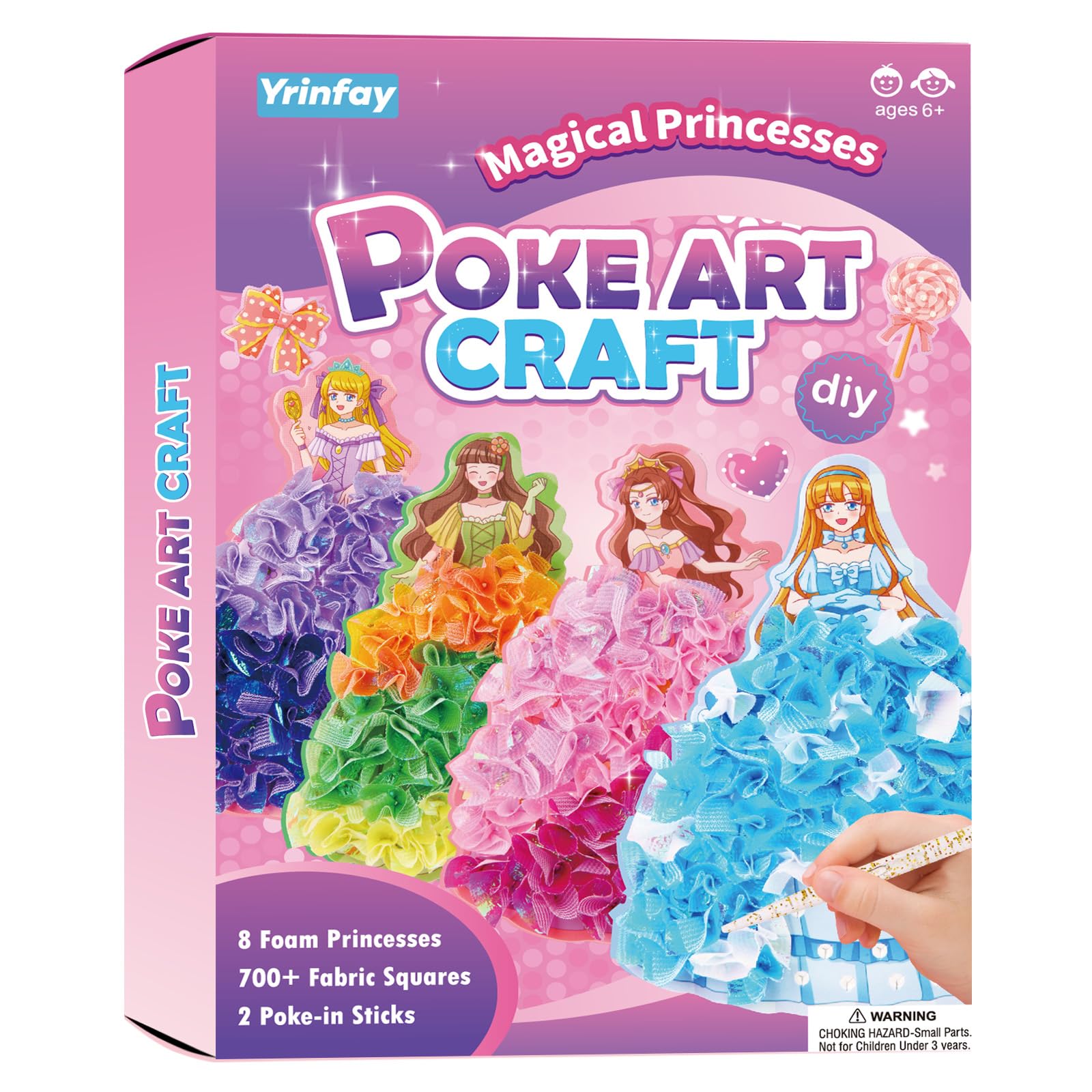 Yrinfay Poke-in Art and Crafts kit for Kids, DIY 8 Magical Princesses & 6 Accessories, Pretty Princess Game Toys for Girl 4-6 6-8 8-12, Gifts for Boys & Girls Ages 4 5 6 7 8 9 10 11 12 Years Old
