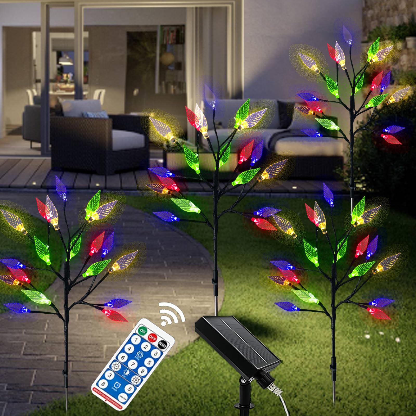 XRR Solar Lights for Outdoors, Pack of 4, 16 LED, Flower Shaped, Multicoloured, IP65 Waterproof, 1600 Lumen, 32 x 11 x 6 cm, Garden Light, Outdoor Lights, Solar Light