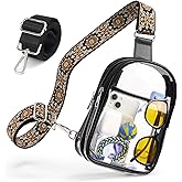 QOECI 3 Pockets Clear Bag for Stadium Events with 2 Long Straps Sling Backpack Fanny Pack Concert Crossbody Purses for Women