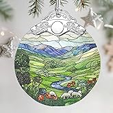 Christmas Ornaments: Stained Glass Ornament, Christmas Tree Ornament, Hanging Ornaments for Home Decor, Xmas Tree Decorations, Exquisite Holiday Decor, Gift & Holiday Present, Green Irish Hills