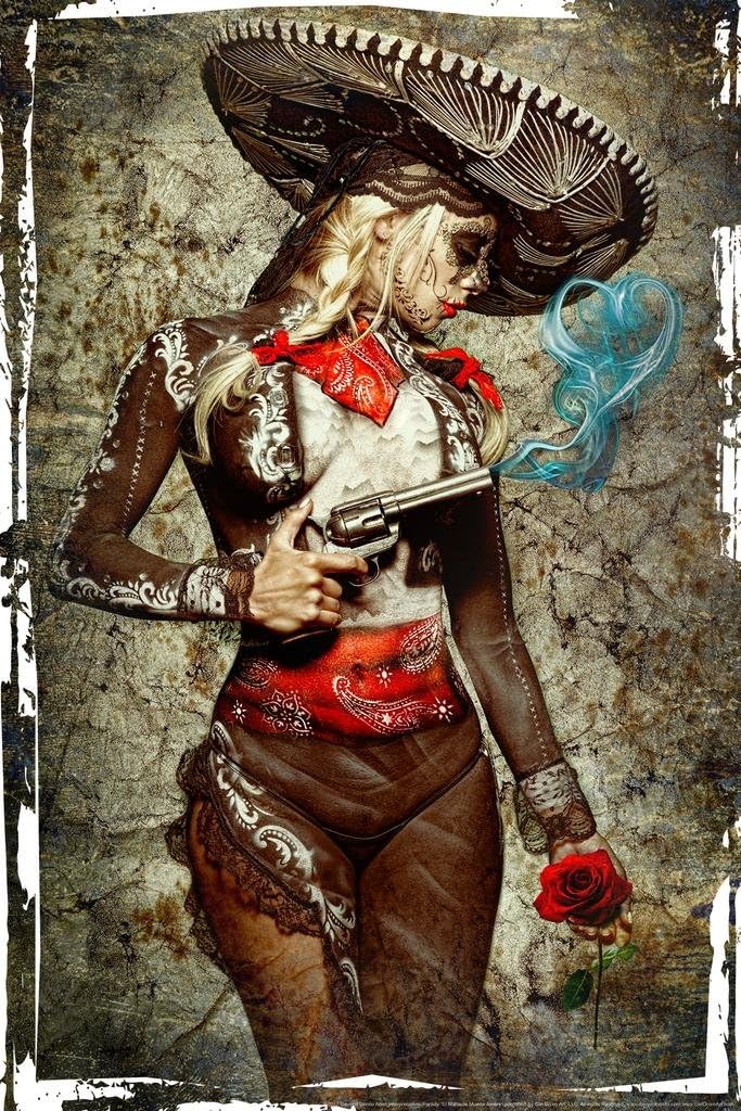 El Mariachi Muerte Amore by Daveed Benito Cool Wall Decor Art Print Poster 24x36