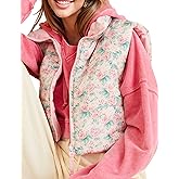 InterNos Womens Cropped Floral Print Puffer Vest Lightweight Stand Collar Zip up Sleeveless Winter Padded Coats