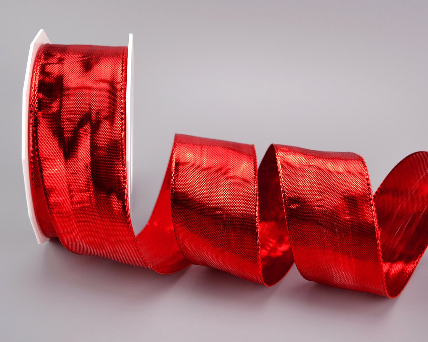 finemark 20 m x 40 mm Decorative Ribbon Glossy Red Metallic Ribbon with Wire Shiny Gift Ribbon Christmas Wire Edge Ribbon — image 1