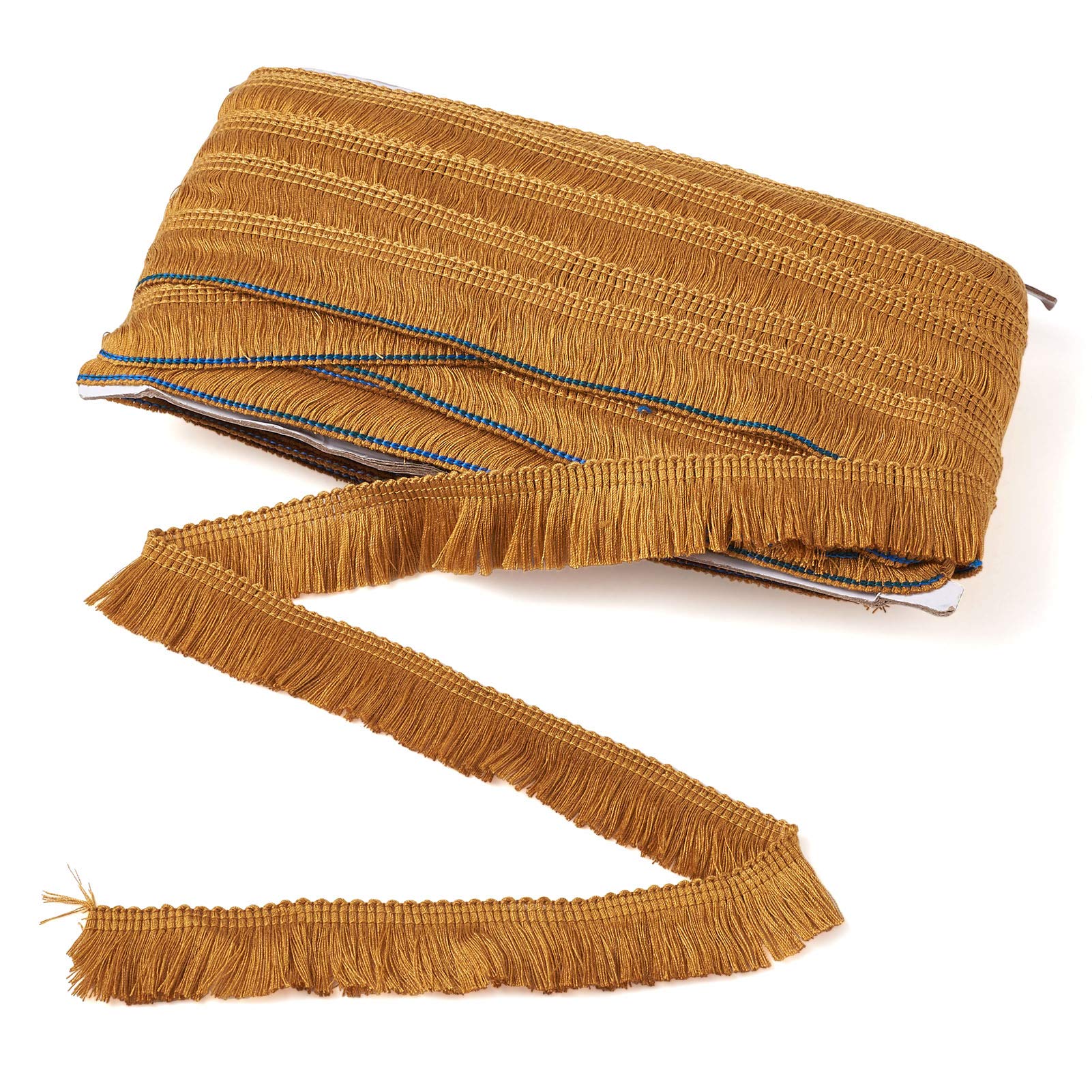 Craftdady Polyester Fringe Tassel Lace Trim 1 Inch x 82 Feet Chainette Fibre Fringe Trim DarkGoldenrod for Sewing Quilting Lamp Shade Curtain Decoration