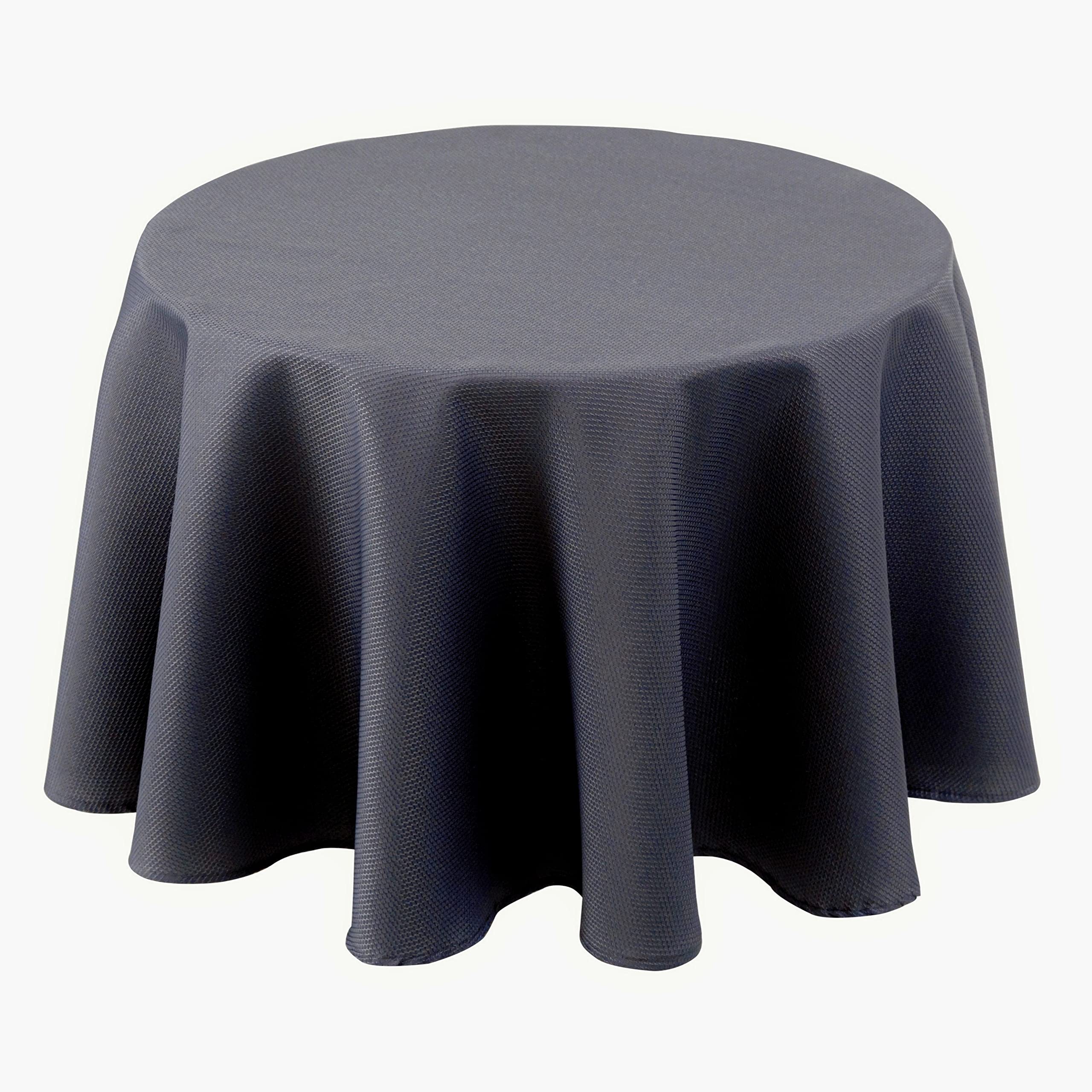 Biscaynebay Fabric Table Cloths, Oil and Water Resistant Spill Proof Tablecloths for Dining, Kitchen, Wedding and Parties, Dark Grey 70 Inches Round