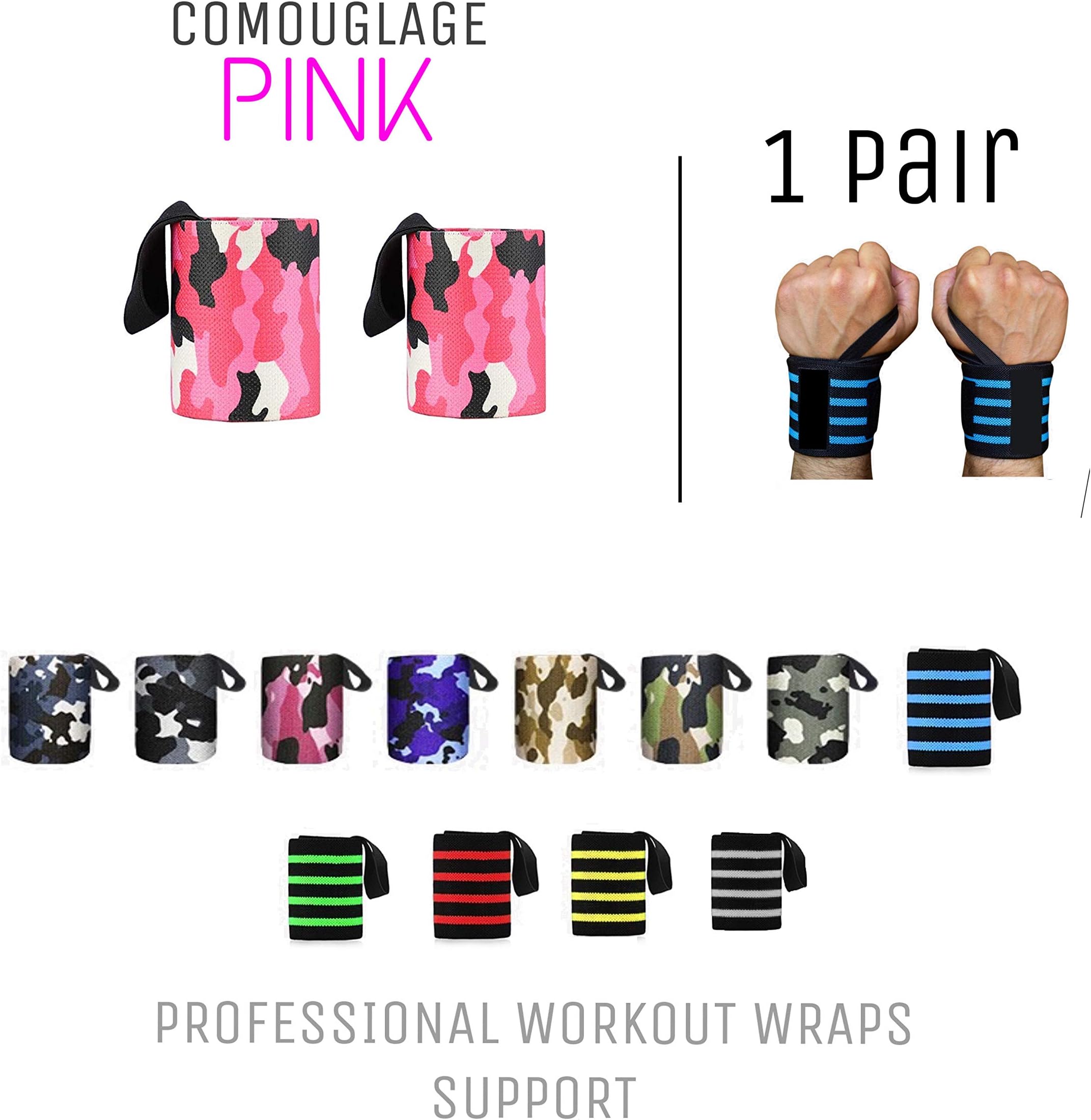 Privfit Wrist Wraps 18" Professional Grade with Thumb Loops - Wrist Support Braces for Men & Women - Weight Lifting, Xfit, Powerlifting, Strength Training