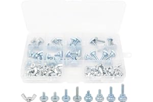 LBY 80pcs Knurled Hand Screw, M4 Flat Knurled Head Fully Threaded Thumb Screws and Wing Nuts 9 Sizes Assortment Kit, Carbon Steel Galvanize