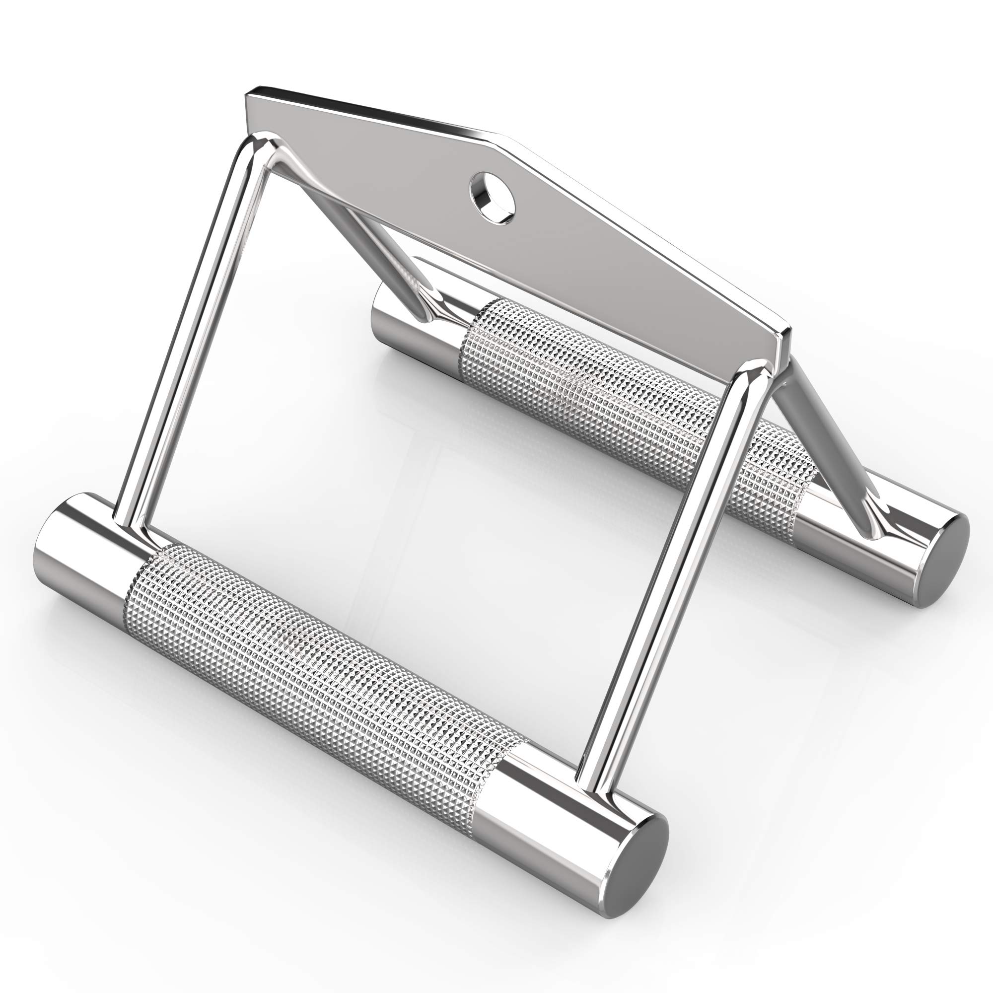 Senshi Japan Cable Machine Attachments - Pull Down Rope Tricep Rope Straight Bar Stirrup Handle Row Handle Lat Pulldown Bar - Multigym Multi Home Gym Exercise Accessories Bars (Chrome Rowing Handle)