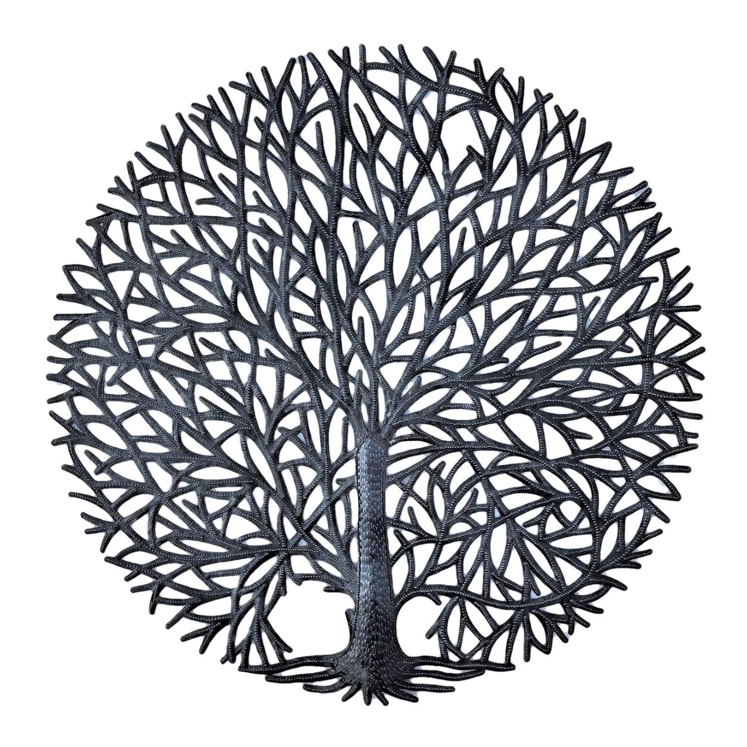 Tree of Life Wall Art, Tranquility Nature Inspired Tree, Handmade in Haiti, Fair Trade, Decorative Wall Hanging Indoor or Outdoor 23" Round