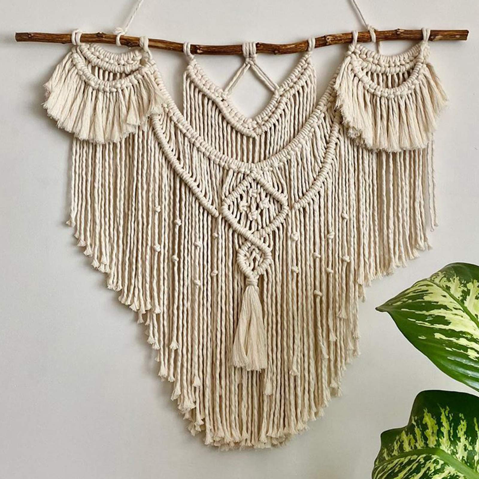 CBXSF Large Macrame Wall Hanging - Natural Driftwood Bohemian Walls Decor - Above Headboard Art - Handicrafts - Beige Macrame Wedding Decor, 32" W x 32" L