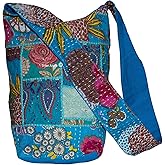 Tribe Azure Women Fashion Hobo Floral Shoulder Bag Monk Canvas Sling Tote Handbag Crossbody Summer Boho