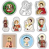 Saint Stephen Catholic Religious Vinyl Stickers, Waterproof Decals for Laptop, Car, Water Bottle, 3 Inches, Multi-Color, 10 Pack