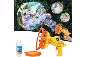 IFLOVE Bubble Gun Bubble Machine Dinosaur Bubble Blower Toy for Kids and Toddlers Bubble in Bubble Gun Party Favors Birthday Christmas Easter Gift for 3 4 5 6 7 8 9 Years Old Boys and Girls (Yellow)
