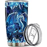 WONWIX Blue Dragon Tumbler Gifts for Women Girls Daughter Coffee Cup 20oz Stainless Steel Insulated with Lid Water Bottle Travel Mug Gift for Dragon Lover Christmas Birthday Mothers Day Valentines