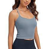 ODODOS Seamless Sweetheart Neck Crop Tank for Women Ribbed Strappy Racerback Cropped Cami Tops