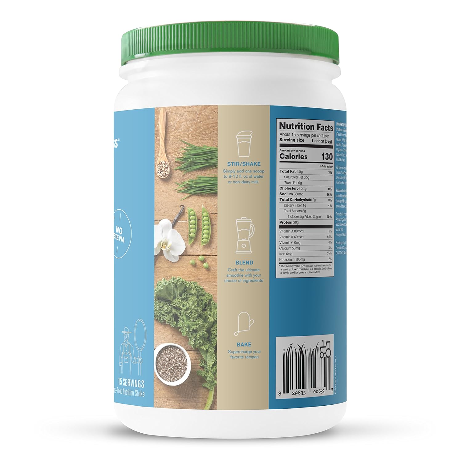 Amazing Grass Vegan Protein & Kale Powder: 20g of Organic Protein + 1 Cup Leafy Greens per Serving, Vanilla, 15 Servings : Grocery & Gourmet Food