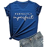 DANVOUY Womens V-Neck Letter Print T-Shirt Funny Graphic T Shirt Short Sleeve Tops