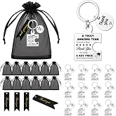 MQCLYSG 12 Pcs Team Appreciation Gifts Bulk for Coworker Staff Keychains | Thank You Teamwork Gift Set for Employee, Colleague, Teacher, Volunteer, Nurse, Metal Keyring, with Organza Bags and Cards