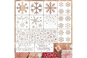 HOSOMONO Christmas Stencils for Painting on Wood Reusable Large Nativity Scene Snowflake Stencil Christmas Pine Tree Templates for Wood Sign Home Crafts Window Glass Canvas(Snowfalke)