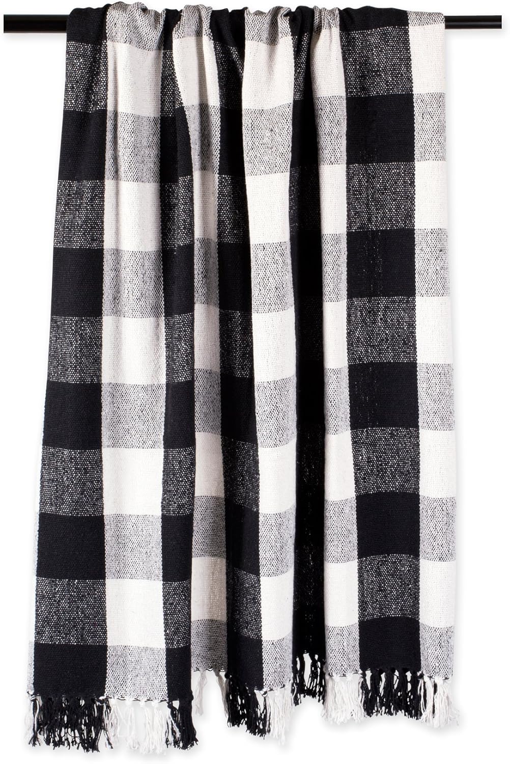 DII 100% Cotton Buffalo Check Throw for Indoor/Outdoor Use Camping Bbq's Beaches Everyday Blanket, 50 x 60, Black and White: Home & Kitchen