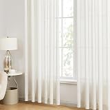 Deconovo Voile Curtains 55x72 2 Panels Linen Semi Sheer Eyelet view 4
