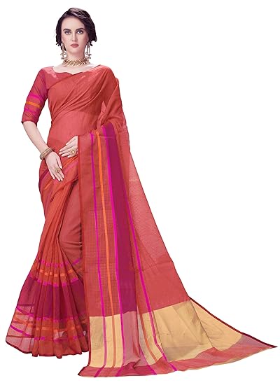 Womens Cotton Saree With Blouse Piece