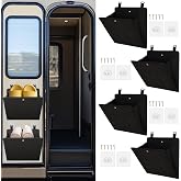 PUGPIU Wall Mounted Camper RV Shoe Rack Hanging Organizer Storage Foldable | Self-Adhesive Rv Shoe Holder - Space Saving for Camper Essential Home Travel with Deep Pocket Fit 1 Pair Shoes Black, 4 Pack