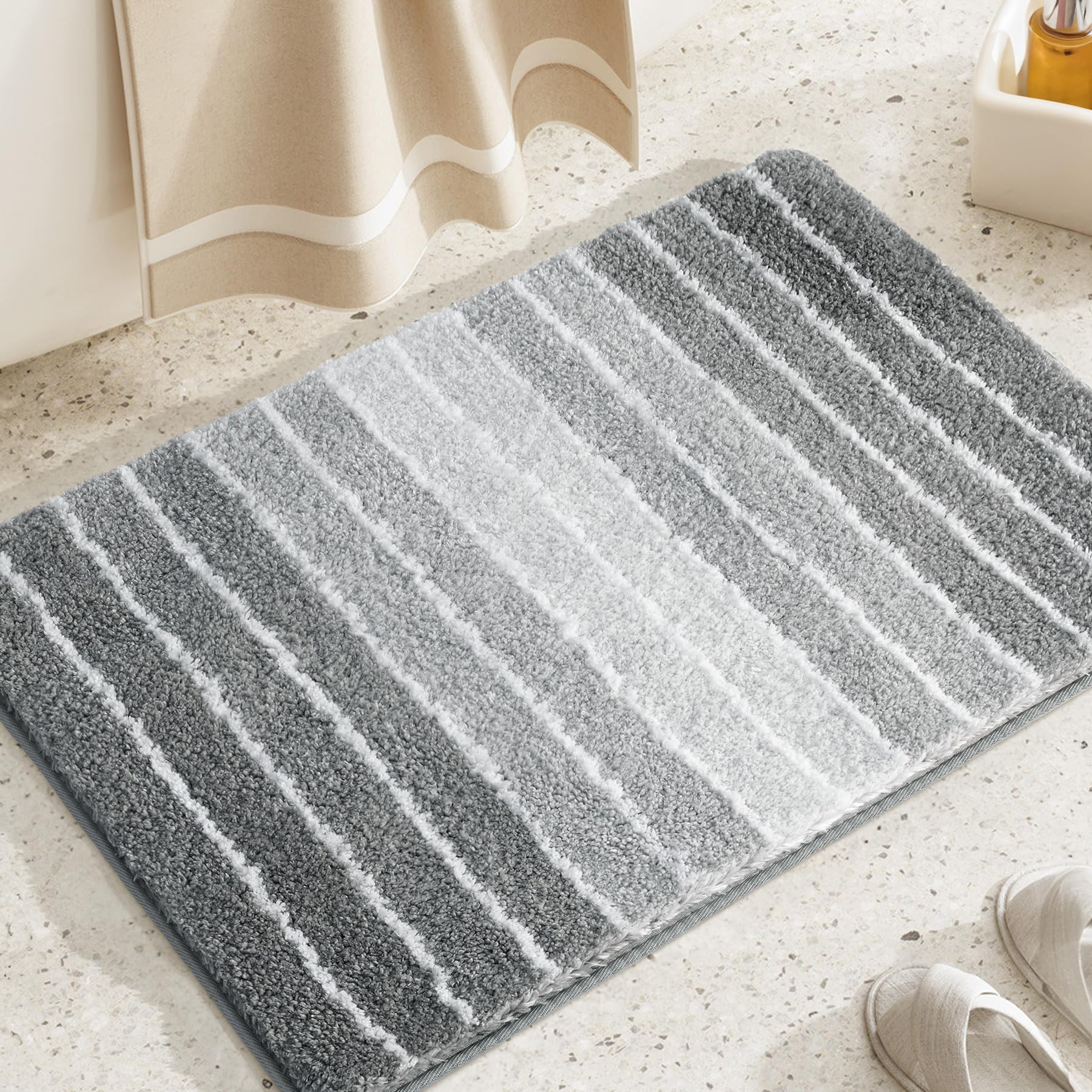 Photo 1 of TANVILL Bathroom Rug Non-Slip, Extra Soft and Absorbent Bath Rugs, Machine Washable, Bath Mats for Bathroom Floor, Tub and Shower, 18"x24", Grey