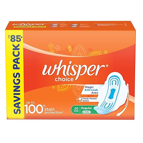 Whisper Choice Sanitary Pads for Women, 20 Napkins