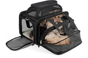 pidipiti top and 1 Side Expandable, 17x11x11 Soft-Sided pet Carrier, TSA and American/Delta/United Airline Approved,for Small Dog/Puppy/cat underseat in Airplane and Vet.